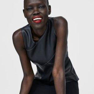 Zara Faux Leather Sleeveless Shirt